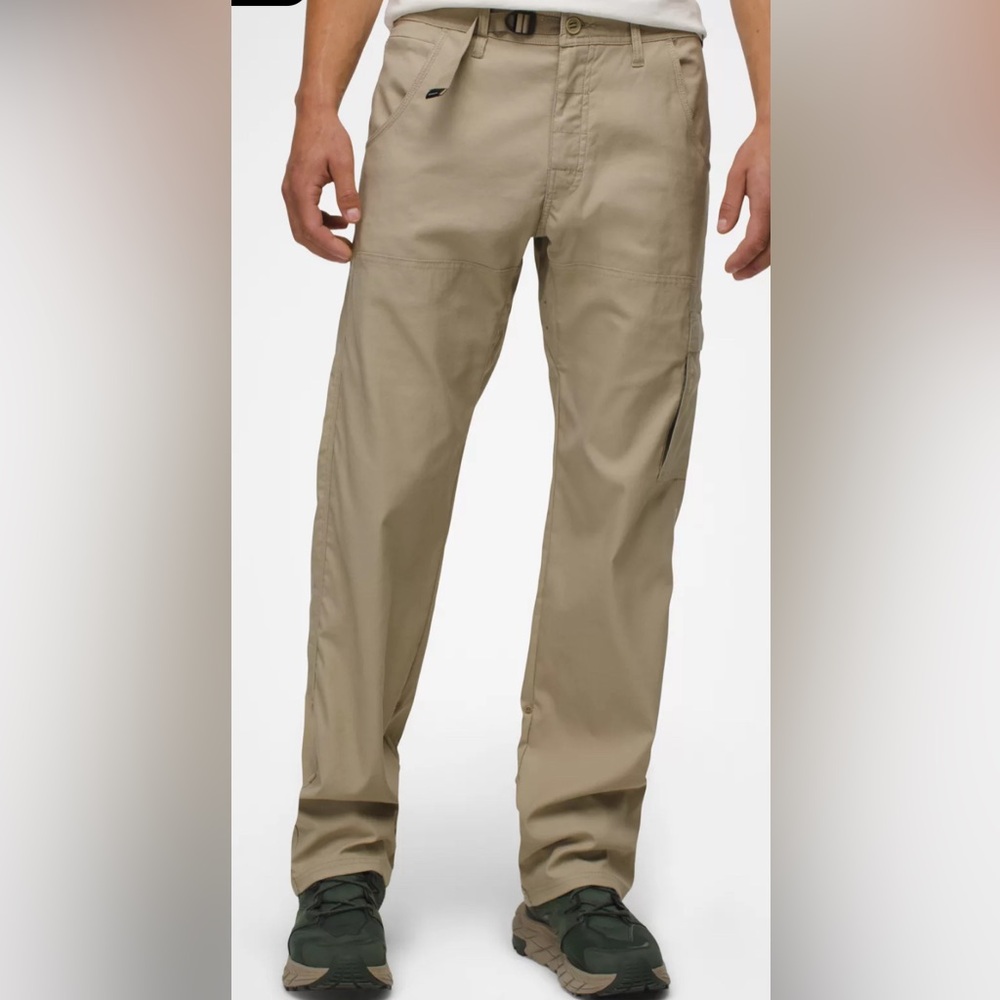 Prana Stretch Zion Pants II Men's M 30 L Belted‎ Vented Beige Roll Tab FLAWED✅